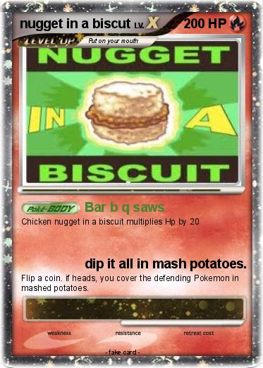 Pokemon nugget in a biscut