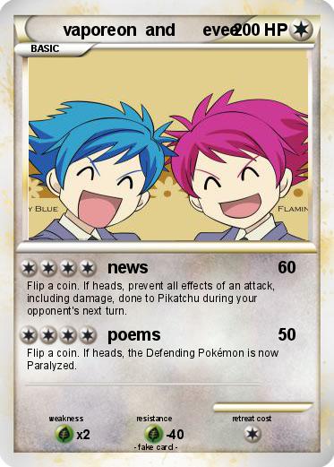 Pokemon vaporeon  and      evee