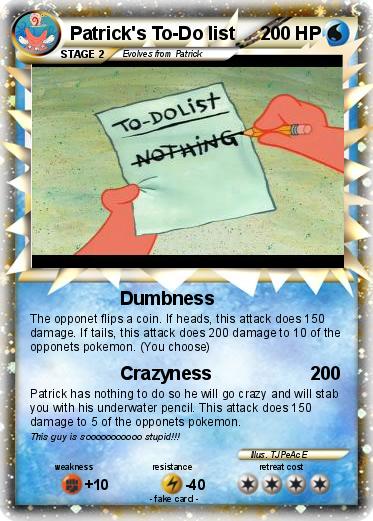 Pokemon Patrick's To-Do list