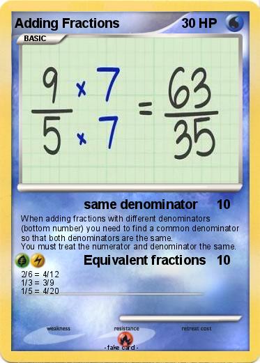 Pokemon Adding Fractions