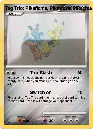 Pokemon Tag Trio: Pikaflame, Pikawave, Pikachu