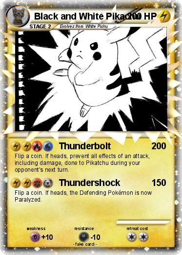 pokemon pikachu card black and white