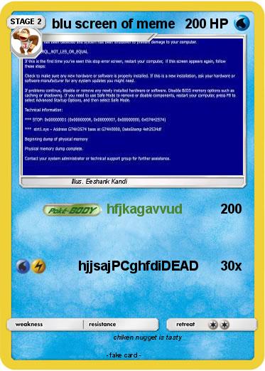 Pokemon blu screen of meme