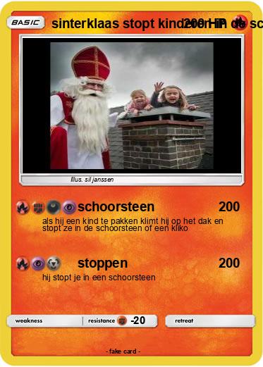 Pokemon sinterklaas stopt kinderen in de schoorsteen