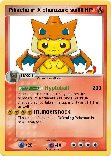 Pokemon Pikachu in X charazard suit