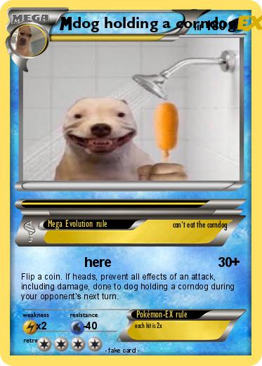 Pokemon dog holding a corndog