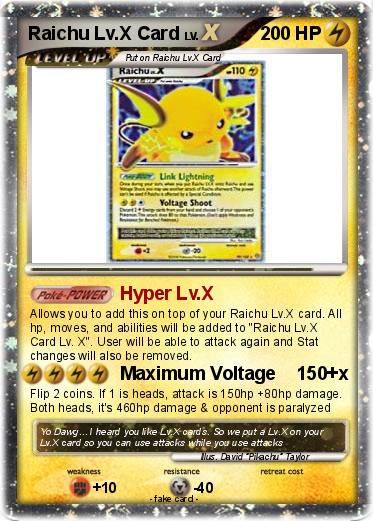 Pokemon Raichu Lv.X Card
