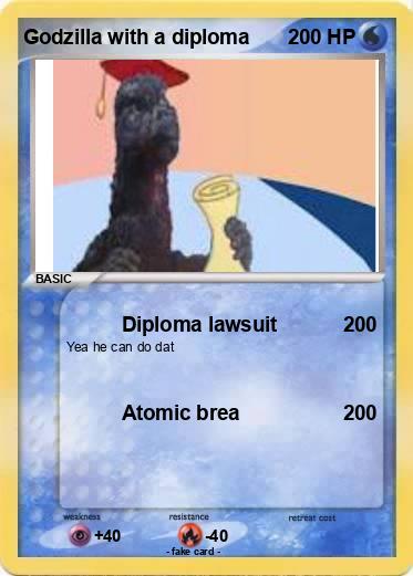 Pokemon Godzilla with a diploma