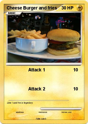 Pokemon Cheese Burger and fries