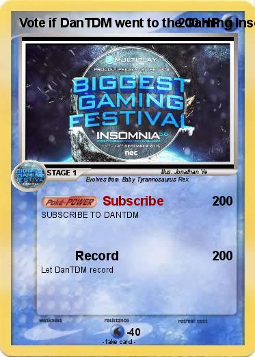 Pokemon Vote if DanTDM went to the Gaming Insomnia Festival