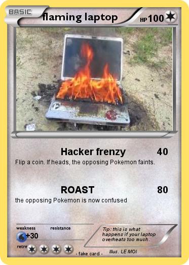 Pokemon flaming laptop