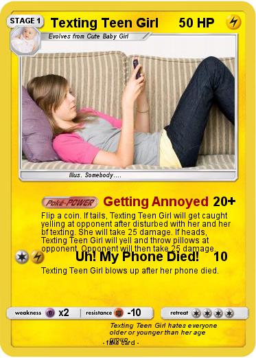 Pokemon Texting Teen Girl