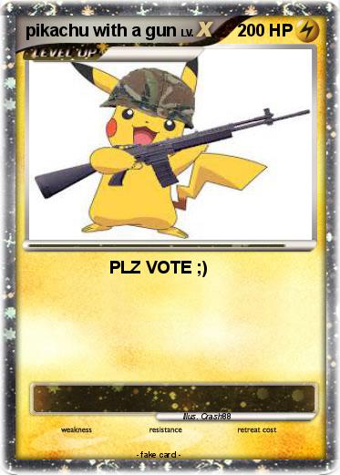 Pokemon pikachu with a gun