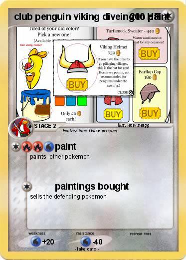 Pokemon club penguin viking diveing to paint