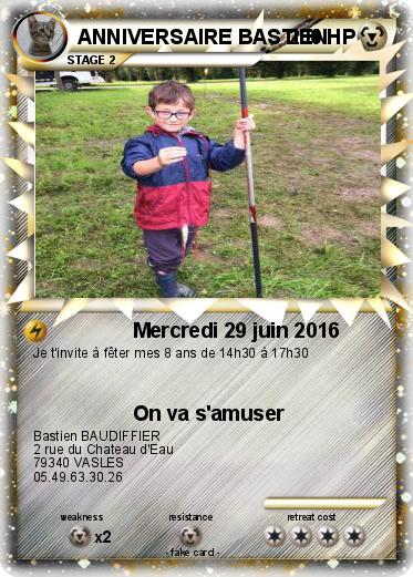Pokemon ANNIVERSAIRE BASTIEN