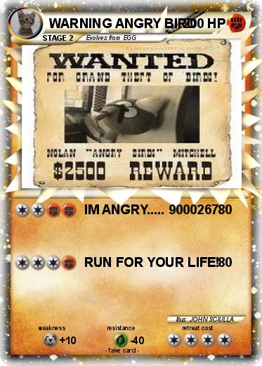 Pokemon WARNING ANGRY BIRD