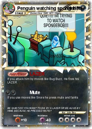 Pokemon Penguin watching spongebob