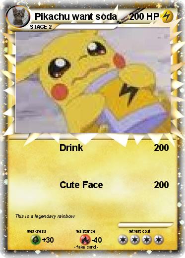 Pokemon Pikachu want soda