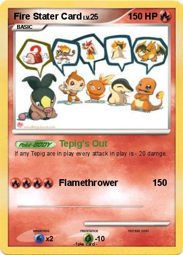 Pokemon Fire Stater Card