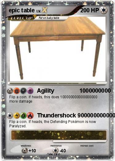 Pokemon epic table