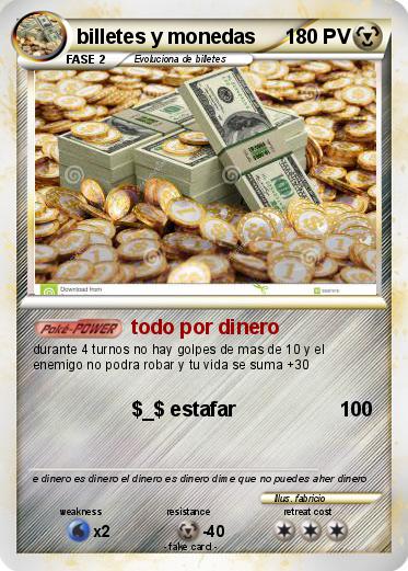Pokemon billetes y monedas