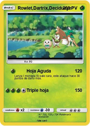 Pokemon Rowlet,Dartrix,Deciduaye