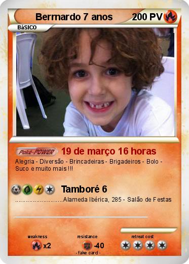 Pokemon Berrnardo 7 anos