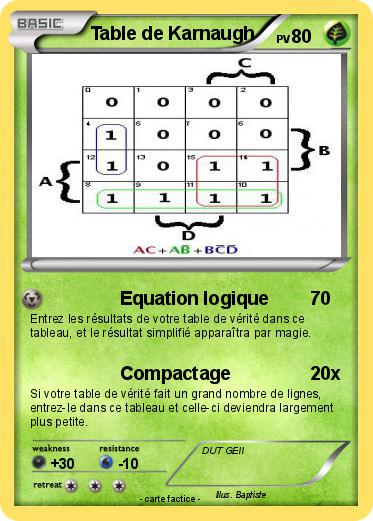 Pokemon Table de Karnaugh