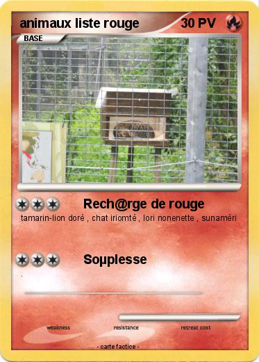 Pokemon animaux liste rouge
