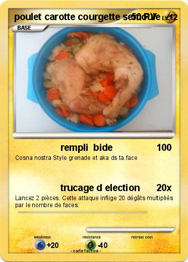 Pokemon poulet carotte courgette semoule