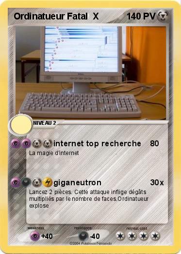 Pokemon Ordinatueur Fatal  X
