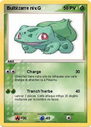 Pokemon Bulbizarre niv.G