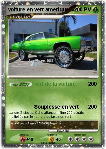 Pokemon voiture en vert amerique