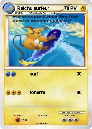 Pokemon Raichu surfeur