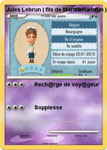 Pokemon Jules Lebrun ( fils de Martine Lebrun )
