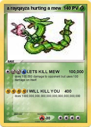 Pokemon a rayqayza hurting a mew