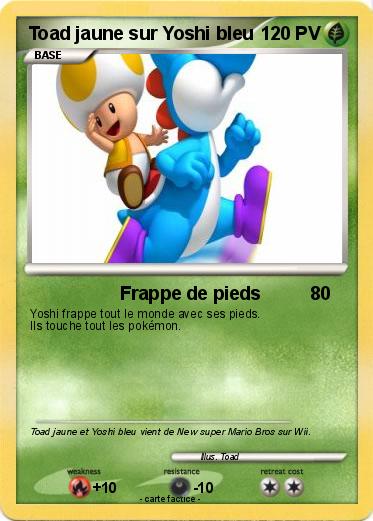 Pokemon Toad jaune sur Yoshi bleu