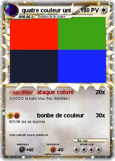 Pokemon quatre couleur uni
