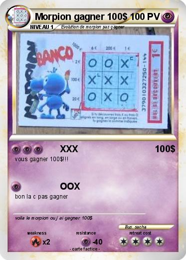 Pokemon Morpion gagner 100$