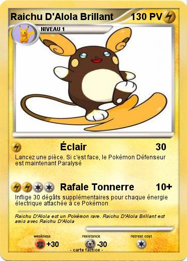 Pokemon Raichu D'Alola Brillant