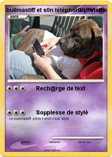 Pokemon bullmastiff et s0n téléphone portable