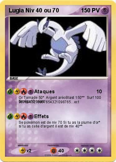 Pokemon Lugia Niv 40 ou 70