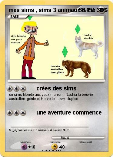 Pokemon mes sims , sims 3 animaux & cie 3DS