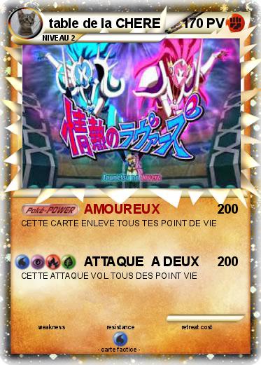 Pokemon table de la CHERE