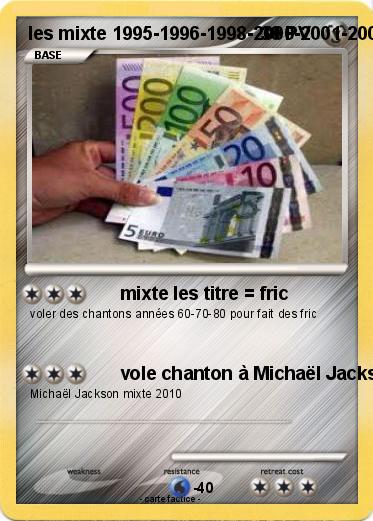 Pokemon les mixte 1995-1996-1998-2000-2001-2002-2005-2007-2008-2009-2010