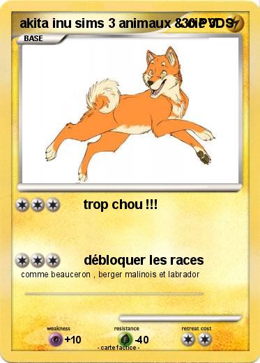 Pokemon akita inu sims 3 animaux & cie 3DS
