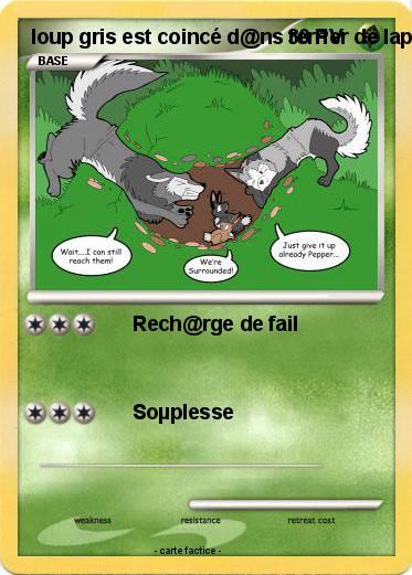 Pokemon loup gris est coincé d@ns terrier de lapin