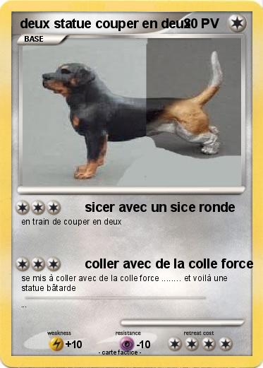Pokemon deux statue couper en deux