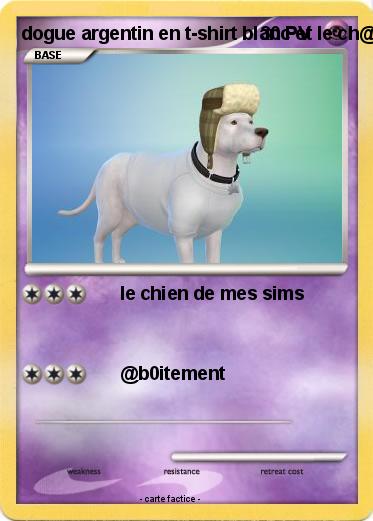 Pokemon dogue argentin en t-shirt blanc et le ch@peau