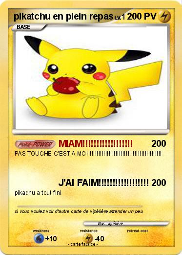 Pokemon pikatchu en plein repas